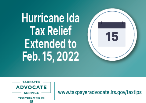 Hurricane Ida Tax Relief Extended to Feb. 15, 2022